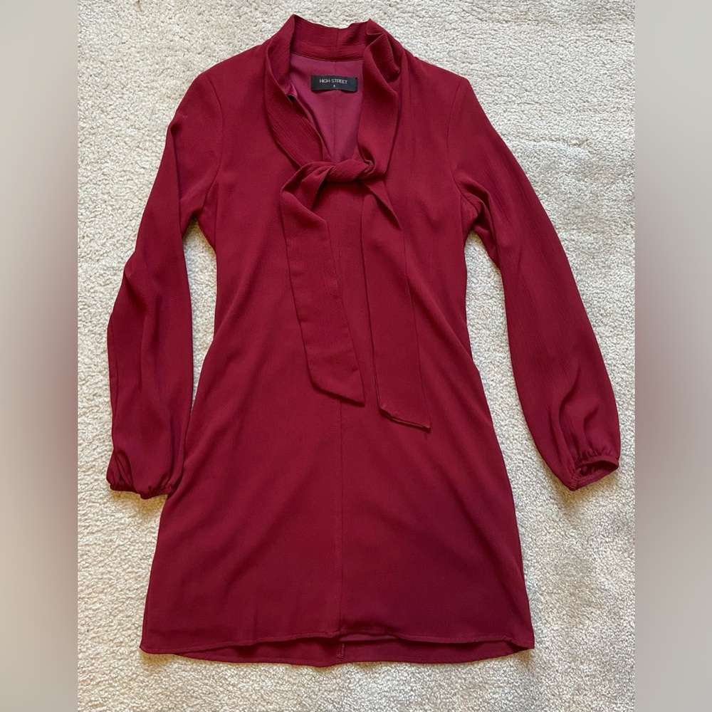 Red dress, long sleeve, size S